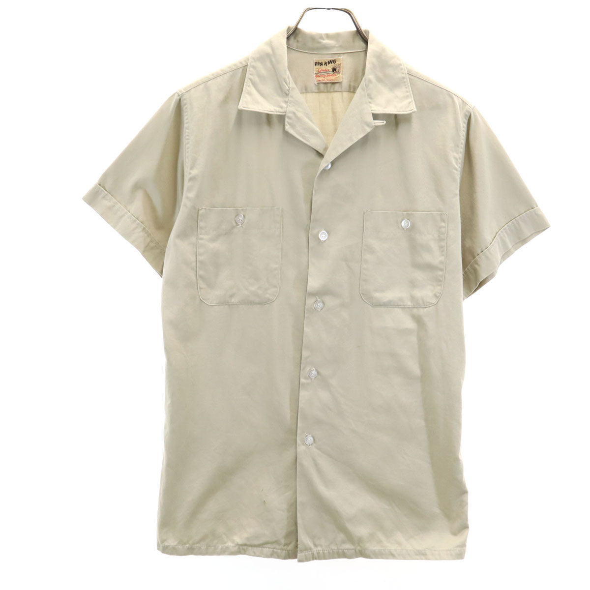 60s ヴィンテージ 開襟 半袖 オープンカラー ボウリングシャツ ベージュ メンズ