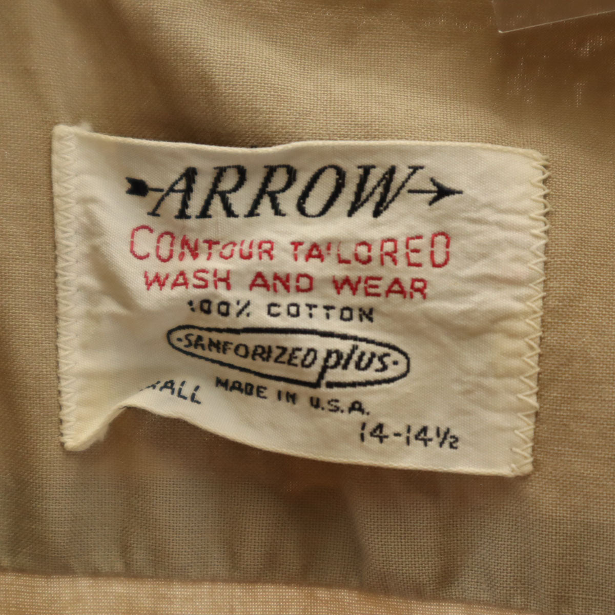 ARROW アロー 60s USA製 ヴィンテージ 開襟 半袖 オープンカラーシャツ S ベージュ メンズ