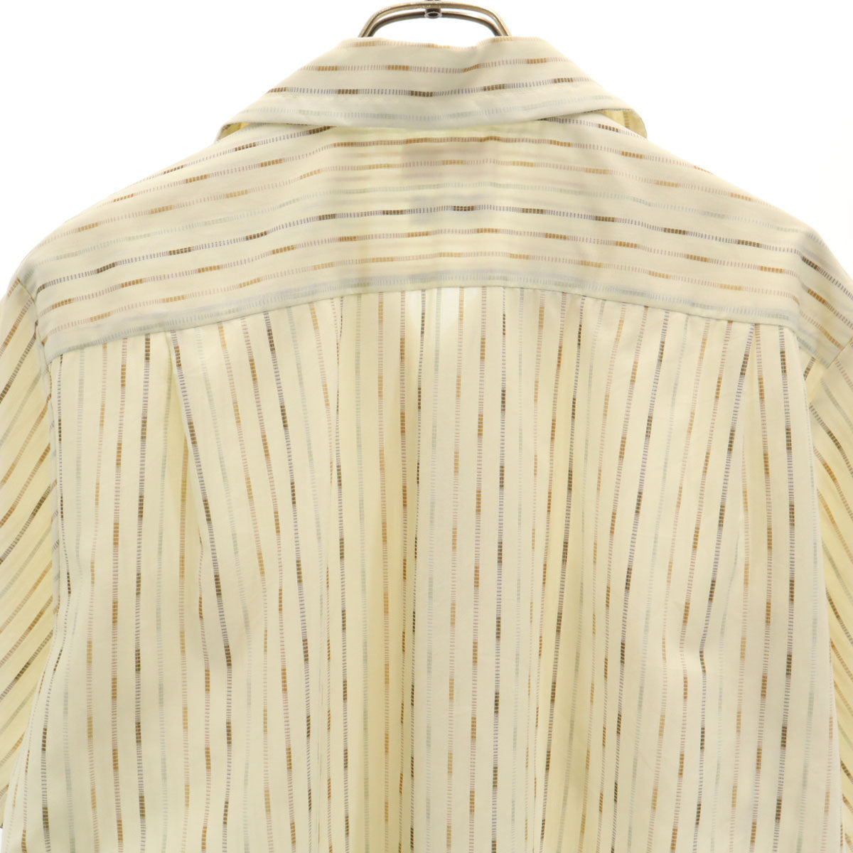 70s ヴィンテージ 開襟 ストライプ柄 半袖 オープンカラーシャツ M 生成り メンズ