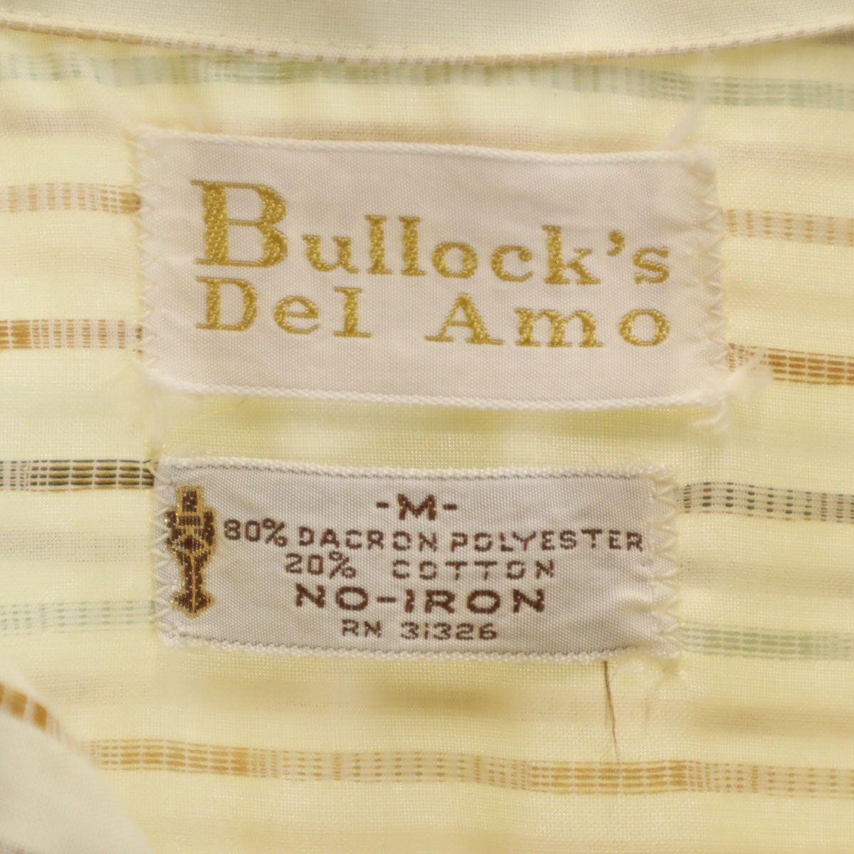 70s ヴィンテージ 開襟 ストライプ柄 半袖 オープンカラーシャツ M 生成り メンズ