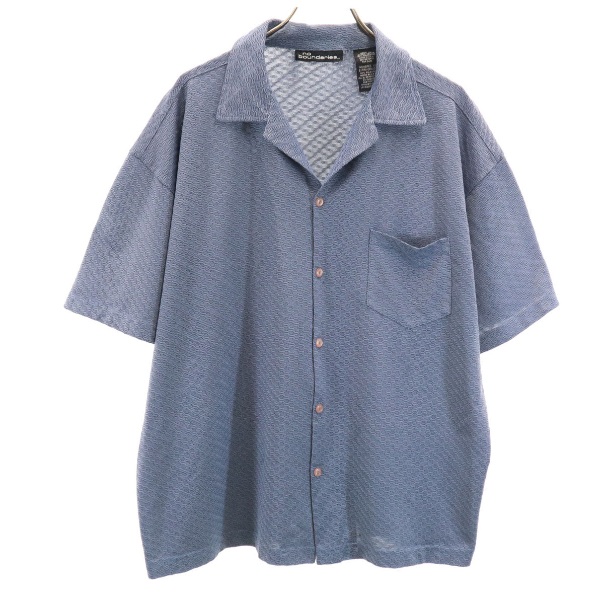 no boundaries ノーバウンダリーズ 90s 00s USA製 オールド 総柄 半袖 オープンカラーシャツ XL チャコールグレー メンズ
