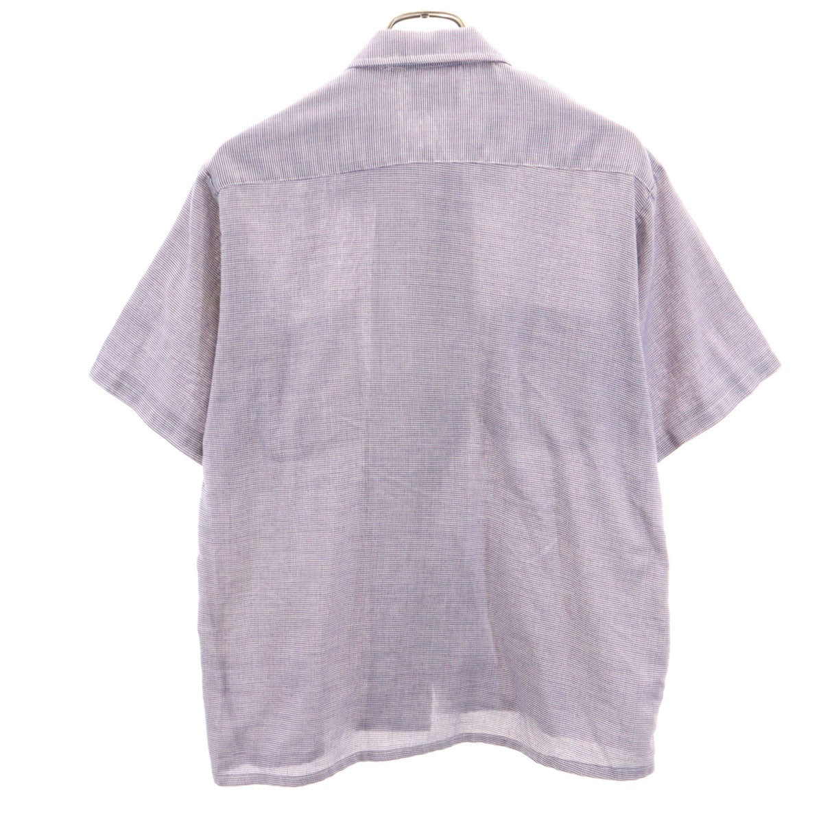 70s USA製 ヴィンテージ チェック柄 半袖 シャツ M ネイビー permanent press メンズ