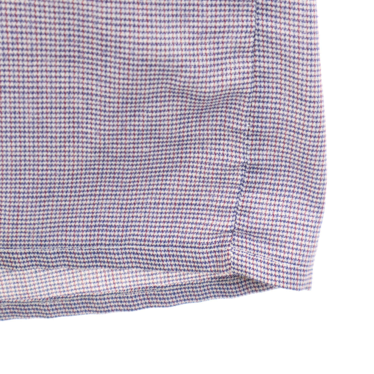 70s USA製 ヴィンテージ チェック柄 半袖 シャツ M ネイビー permanent press メンズ