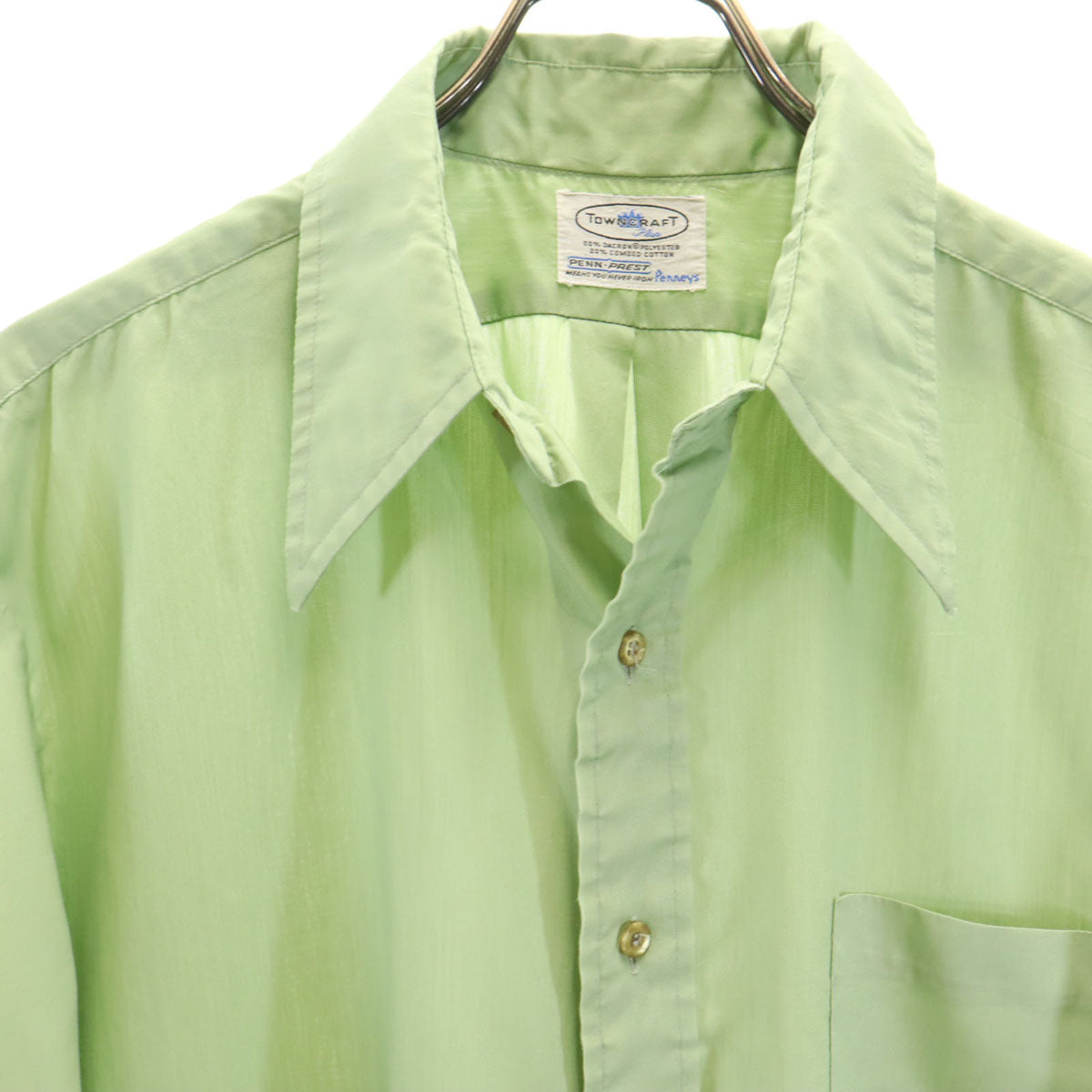 TOWNCRAFT タウンクラフト 70s ヴィンテージ 半袖 シャツ 黄緑 PENNEYS メンズ