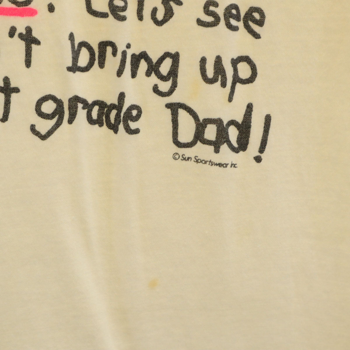 90s オールド 父の日レポートカード プリント 半袖 Tシャツ 生成り メンズ