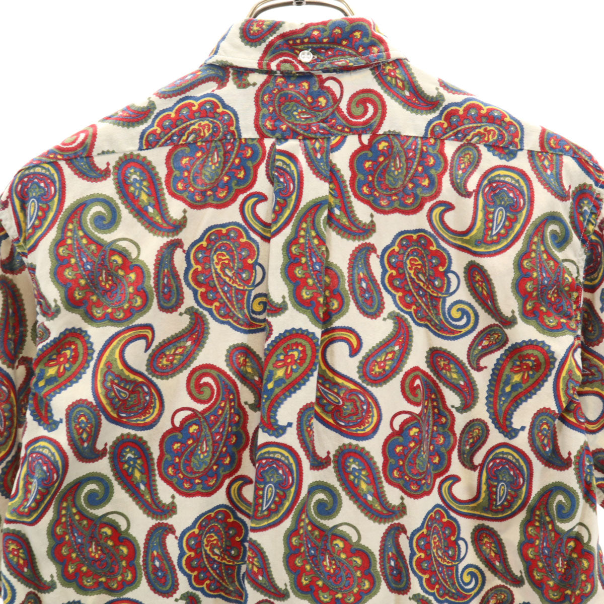 70s ヴィンテージ ペイント柄 半袖 ボタンダウンシャツ M グレージュ メンズ