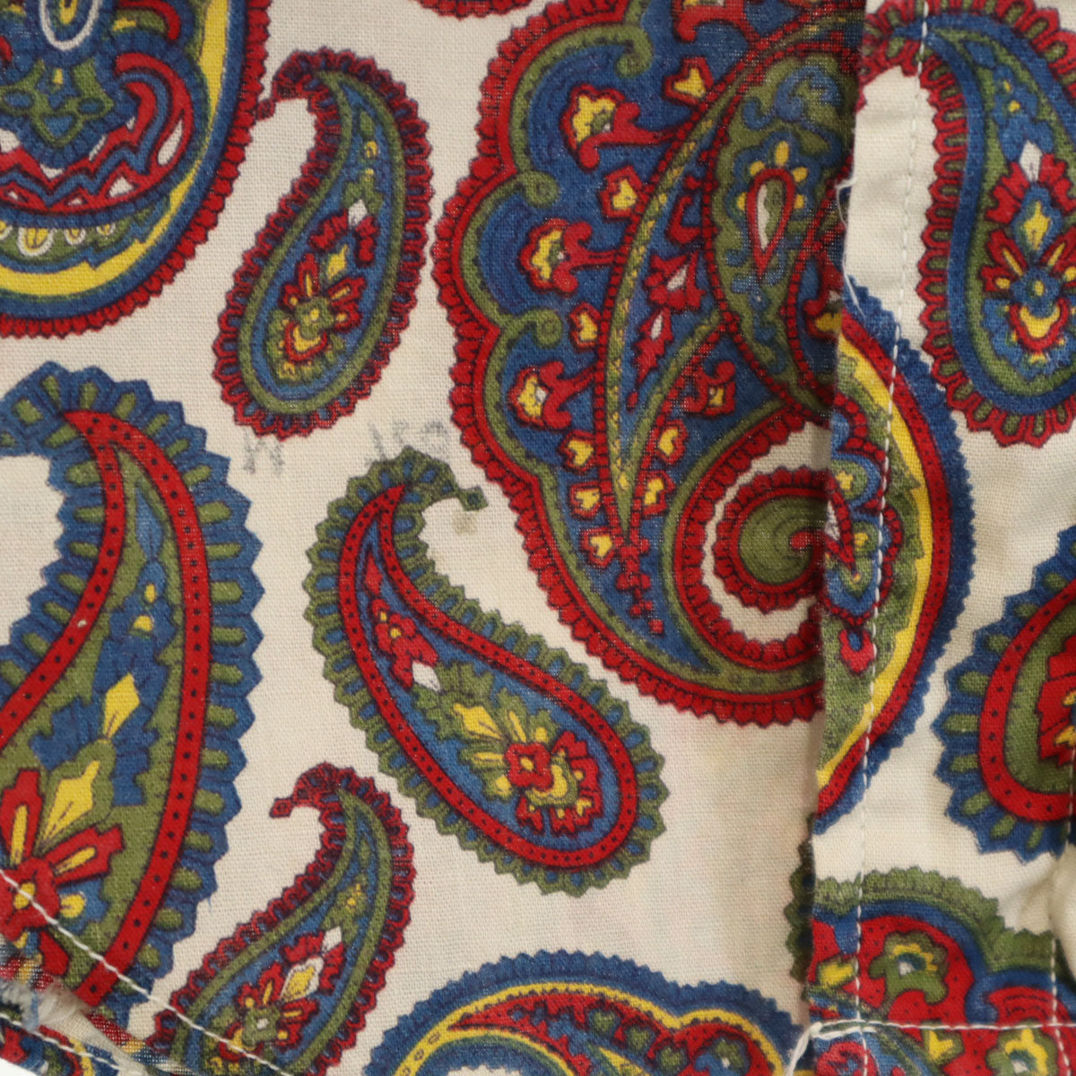 70s ヴィンテージ ペイント柄 半袖 ボタンダウンシャツ M グレージュ メンズ