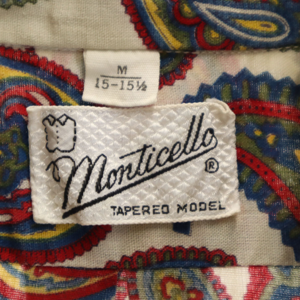 70s ヴィンテージ ペイント柄 半袖 ボタンダウンシャツ M グレージュ メンズ