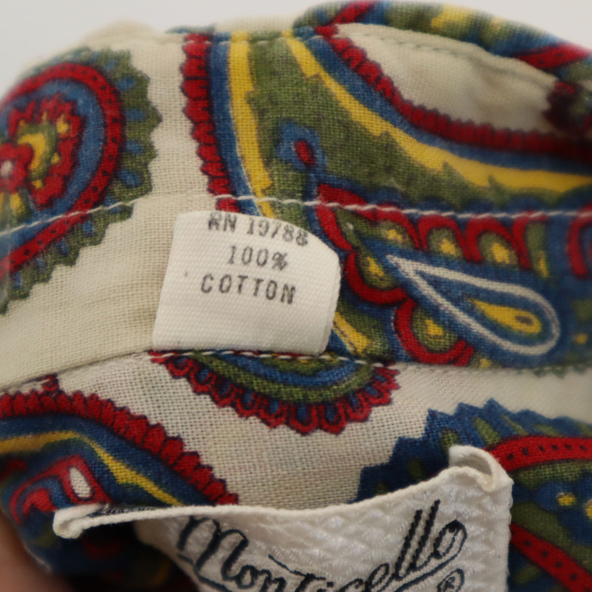 70s ヴィンテージ ペイント柄 半袖 ボタンダウンシャツ M グレージュ メンズ