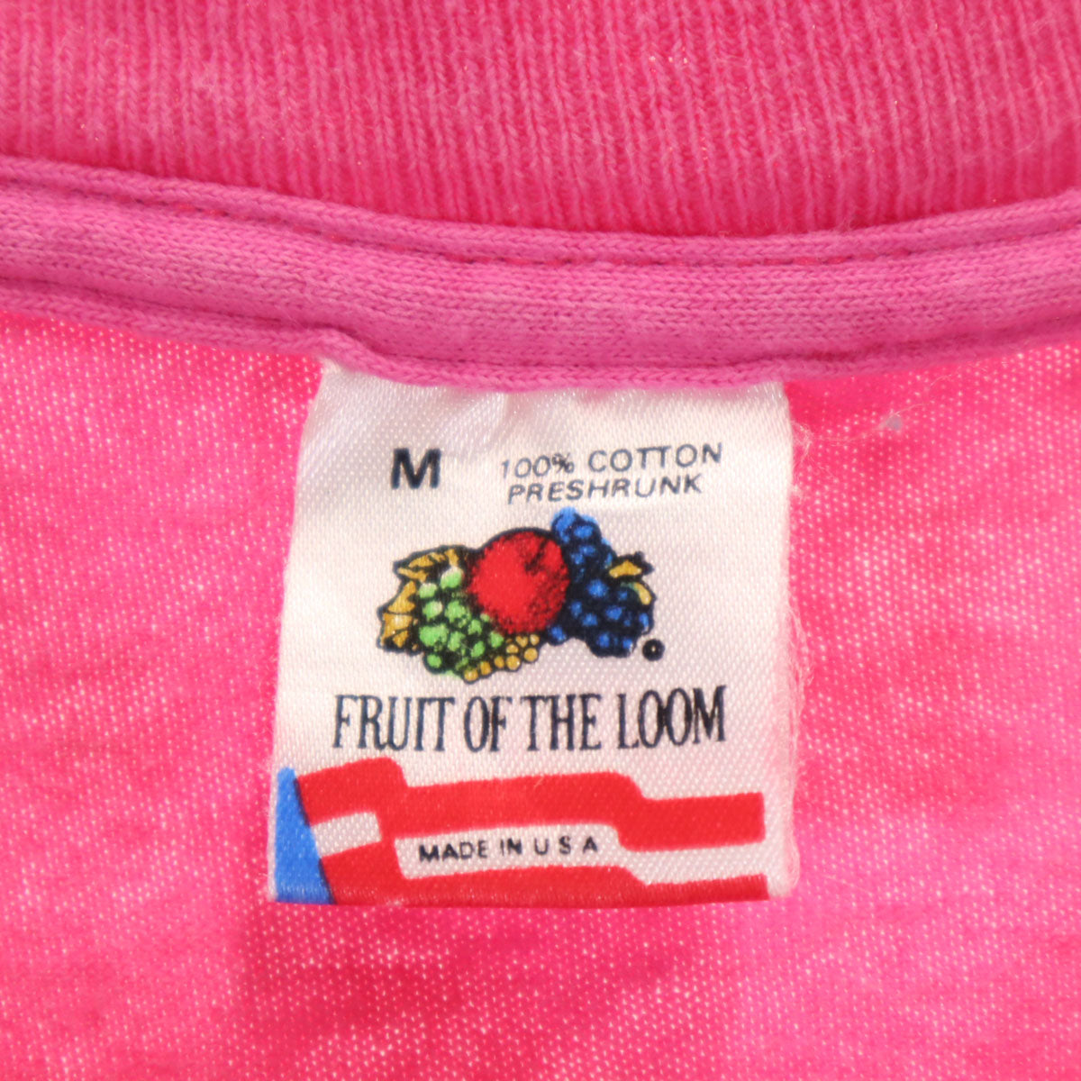 FRUIT OF THE LOOM フルーツオブザルーム 90s オールド USA製 半袖 シングルステッチ メッセージ Tシャツ M ピンク メンズ