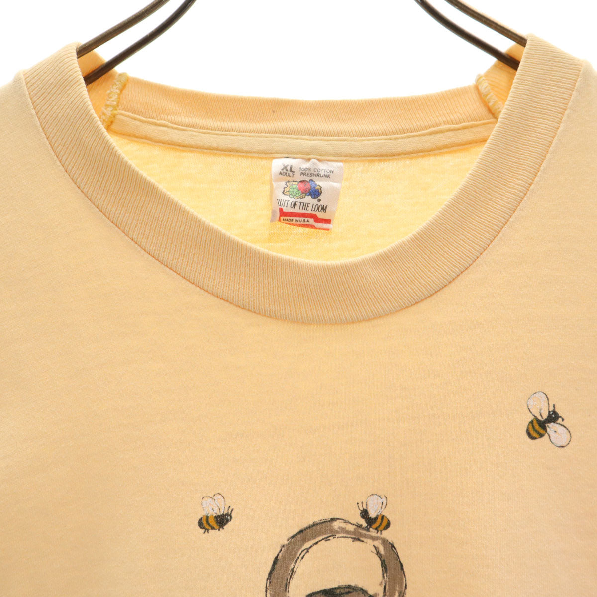 FRUIT OF THE LOOM フルーツオブザルーム 90s オールド USA製 ミツバチ 半袖 シングルステッチ Tシャツ XL ベージュ メンズ