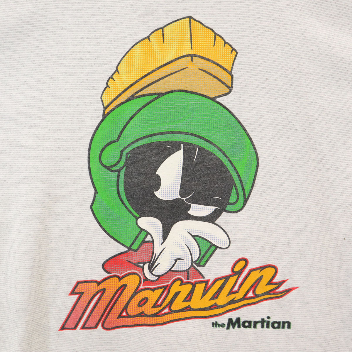 Warner Bros ワーナーブラザーズ 90s オールド USA製 ボーダー柄 ルーニーテューンズ 半袖 シングルステッチ Tシャツ XL グレー マービンザマーシャン メンズ