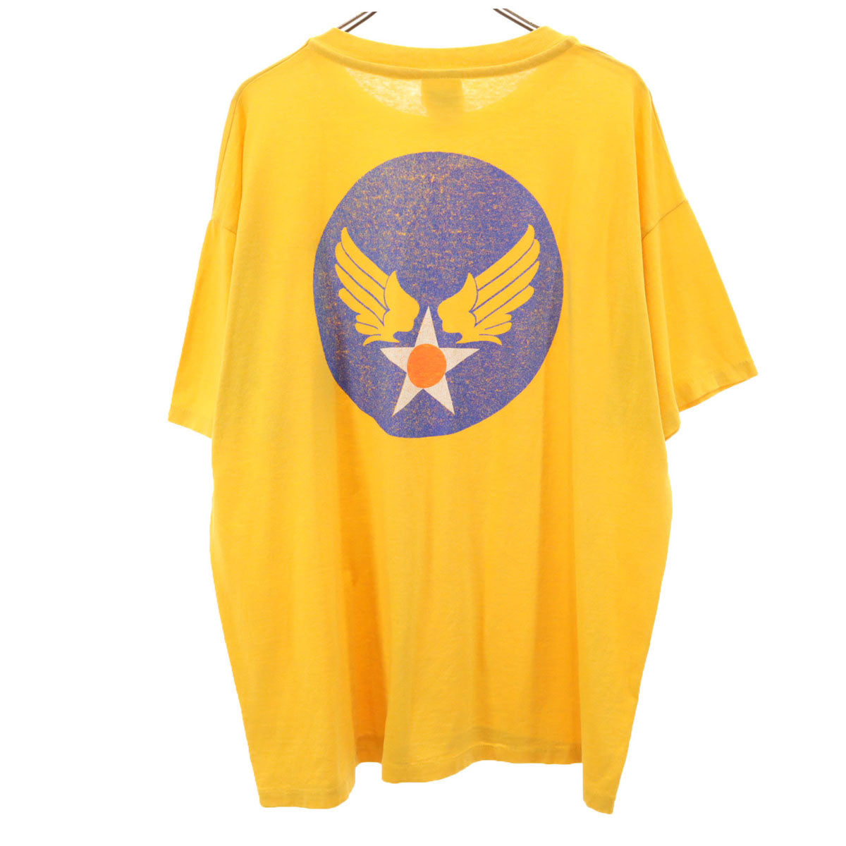 Hanes ヘインズ 90s オールド 米空軍 バックプリント 半袖 シングルステッチ Tシャツ XL イエロー AIR FORCE メンズ