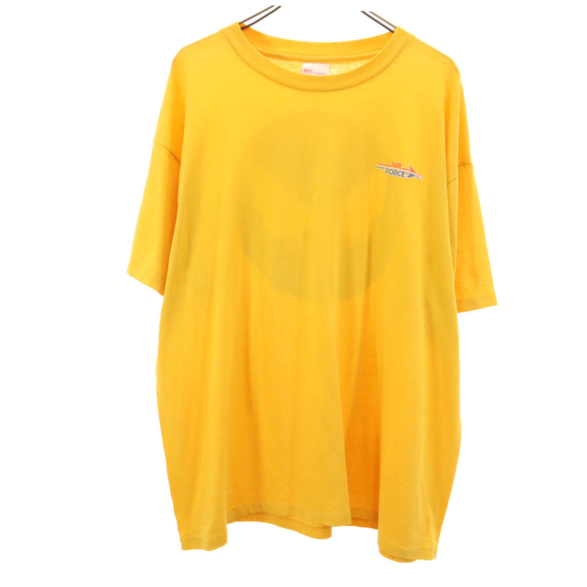 Hanes ヘインズ 90s オールド 米空軍 バックプリント 半袖 シングルステッチ Tシャツ XL イエロー AIR FORCE メンズ