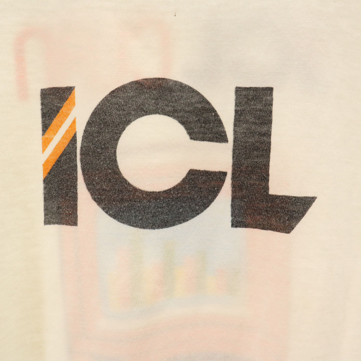 VINTAGE ヴィンテージ 80s スペイン製 ユーロ 半袖 染み込みプリント 企業 Tシャツ 5 ホワイト ICL メンズ
