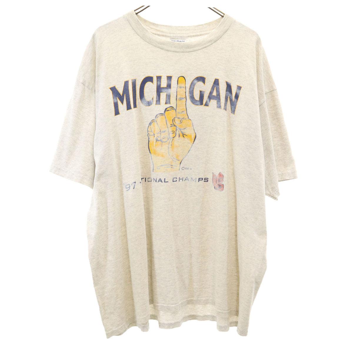GILDAN ギルダン 90s オールド 刺繍タグ ミシガン大学 半袖 カレッジ Tシャツ XXL グレー メンズ