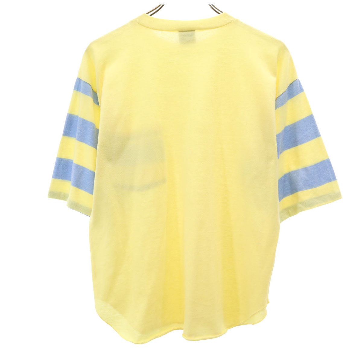 80s ヴィンテージ USA製 ボーダー柄 半袖 シングルステッチ Tシャツ M イエロー メンズ