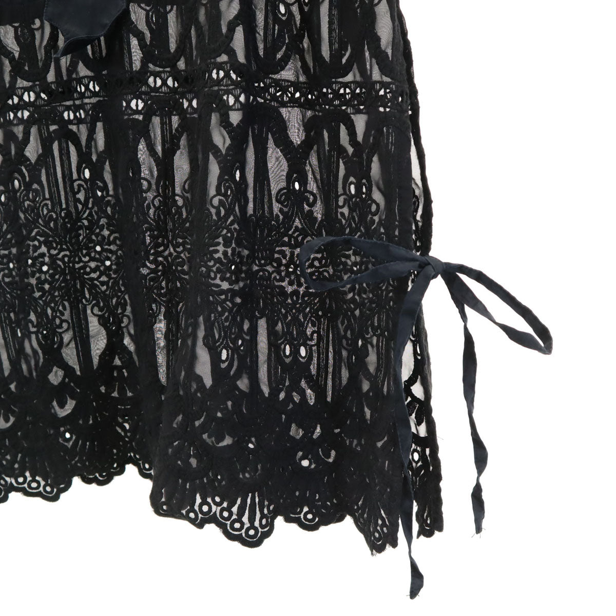 AMERI UNDRESSED アメリ 刺繍 長袖 シースルー スタンドカラー シャツ F 黒 レディース