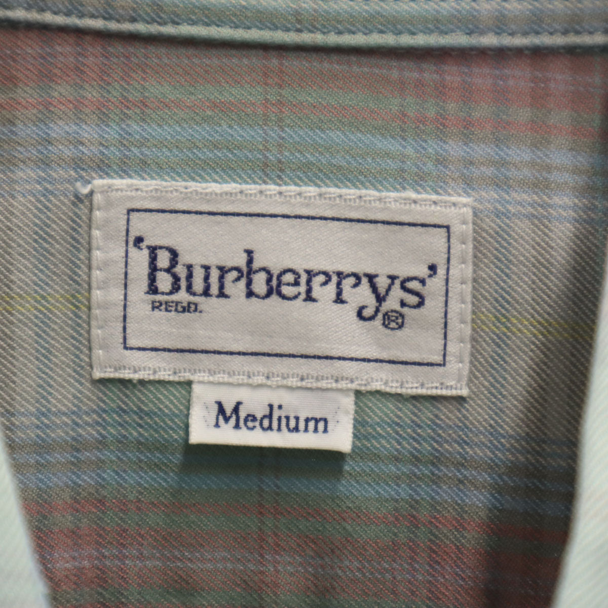 Burberrys バーバリーズ 90s オールド チェック柄 長袖 シャツ M グリーン系 メンズ