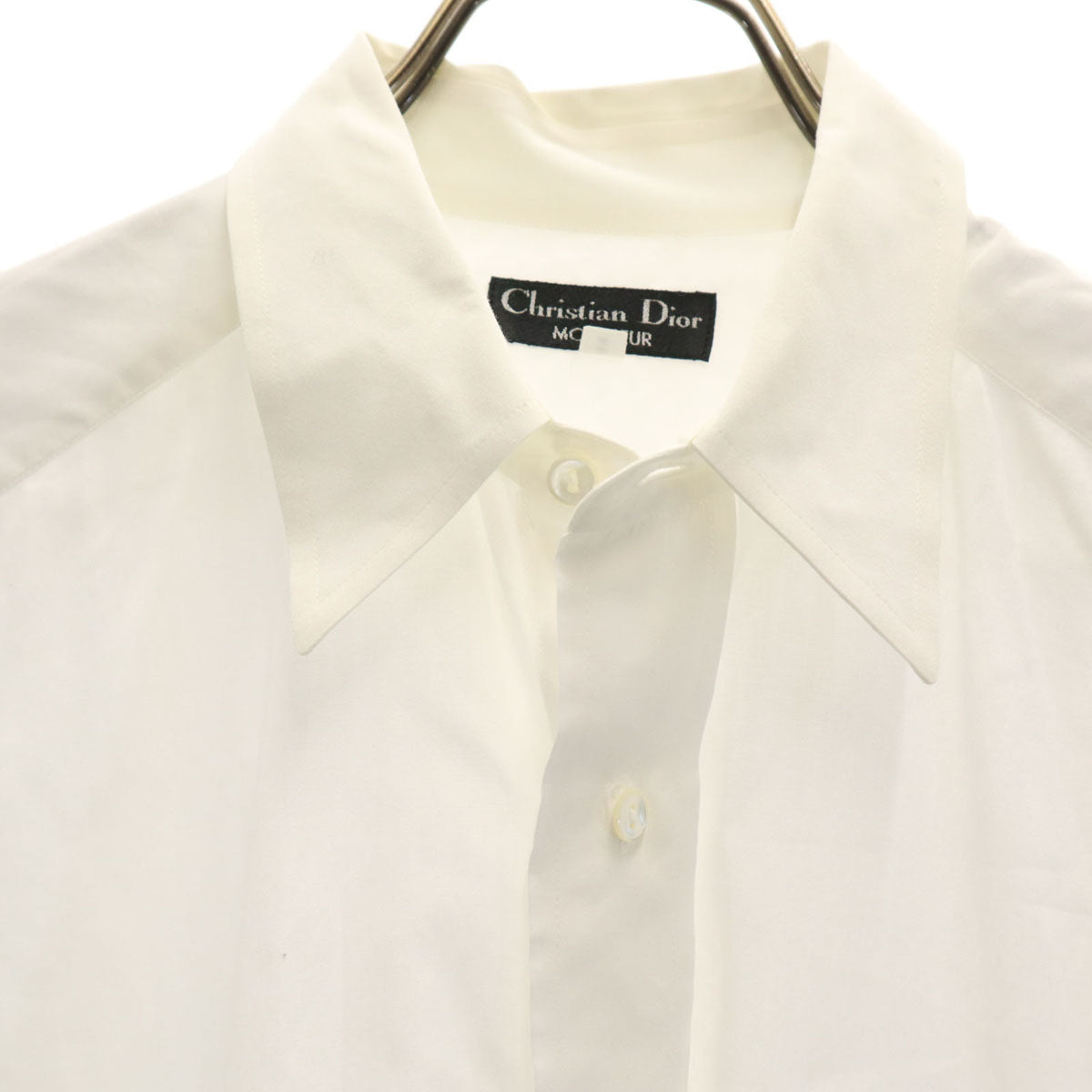 Christian Dior MONSIEUR クリスチャンディオール ムッシュ 90s オールド 長袖 コットンシャツ S ホワイト メンズ