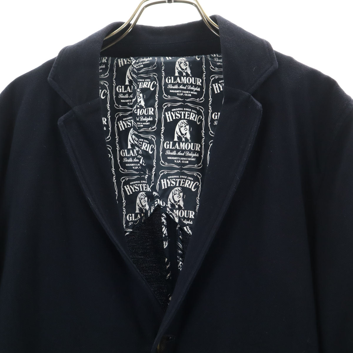 HYSTERIC GLAMOUR ヒステリックグラマー 日本製 テーラードジャケット M ネイビー 鹿の子 ブレザー アンコン メンズ