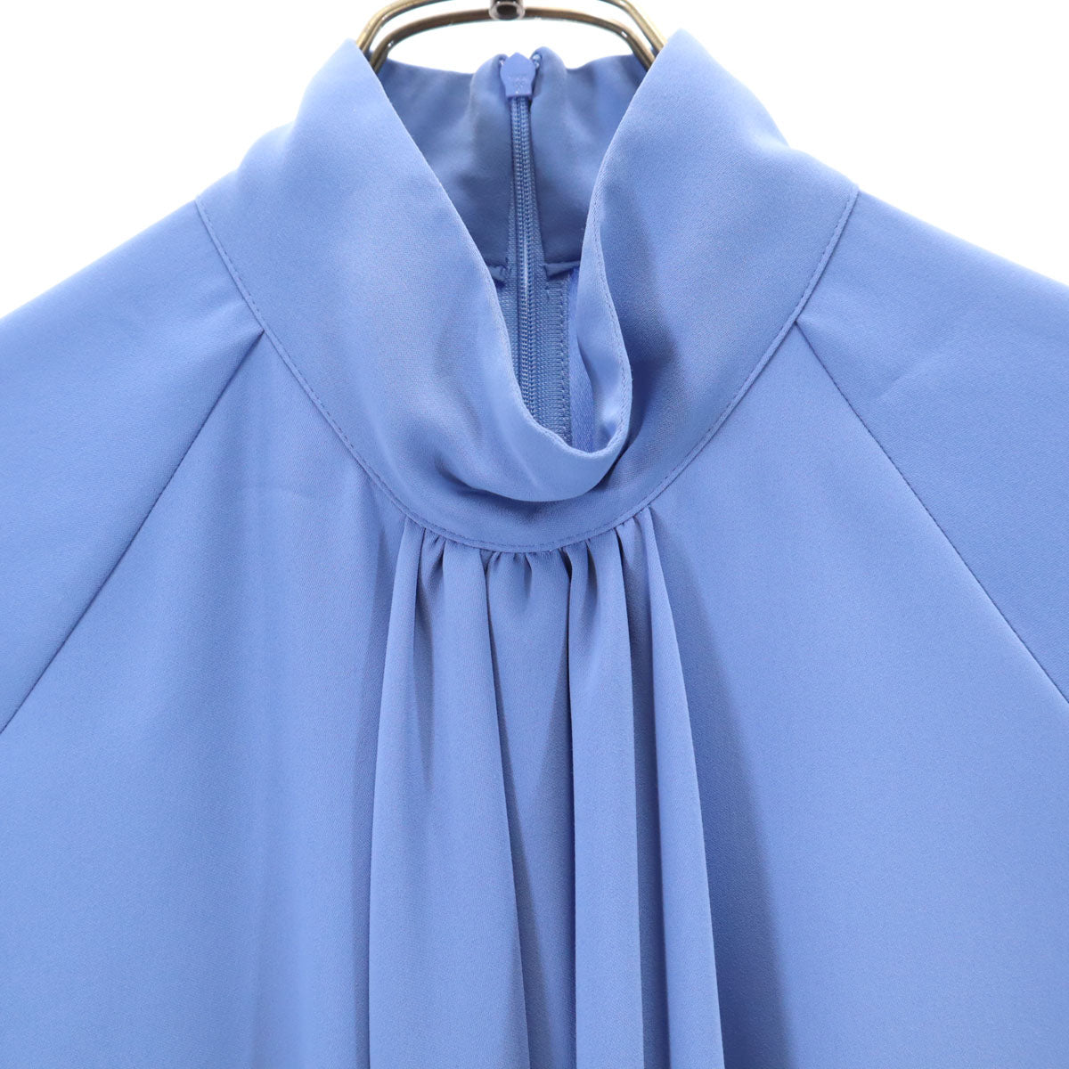 MM6 エムエムシックス 21SS イタリア製 半袖 ギャザーハイネック ブラウス 36 ブルー レディース