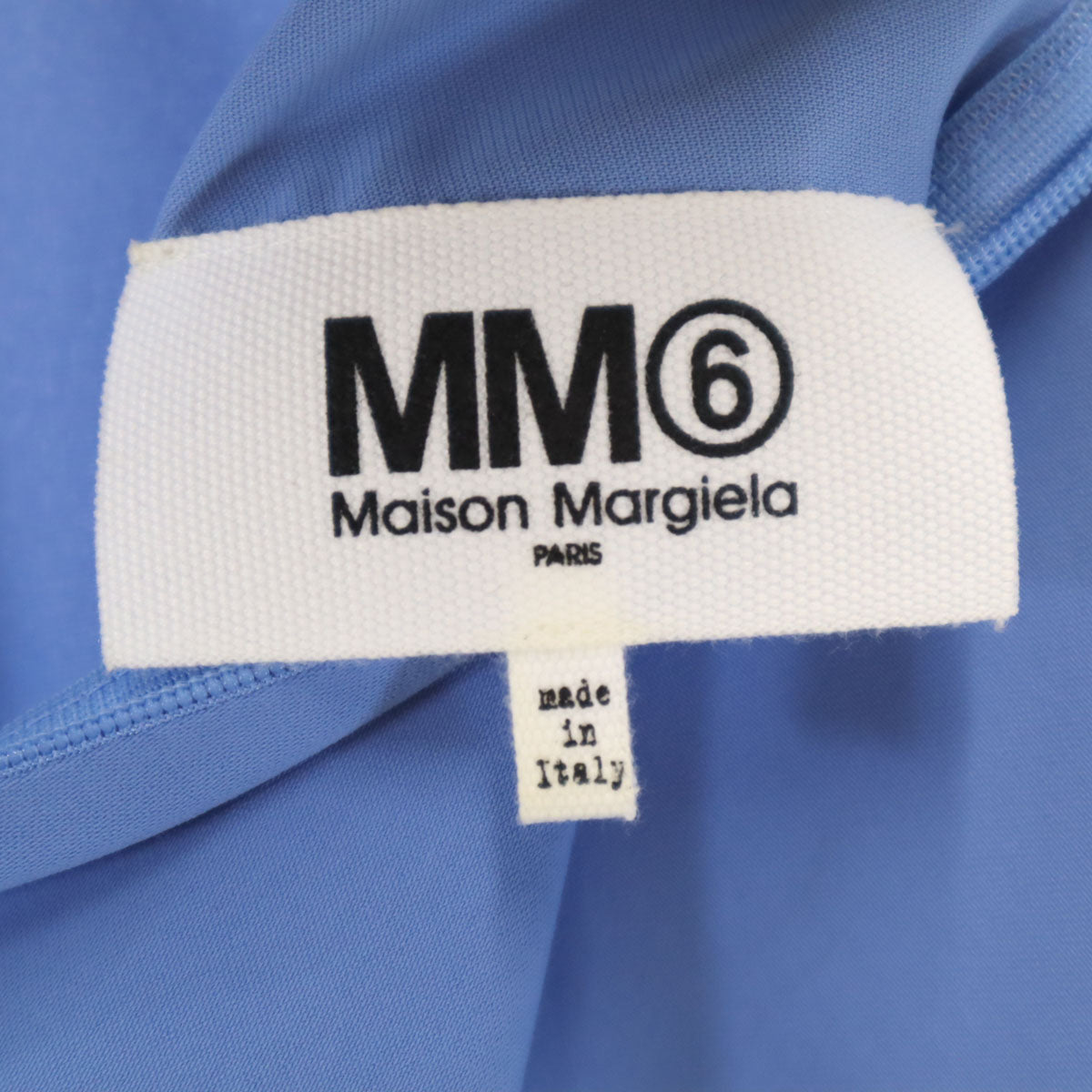 MM6 エムエムシックス 21SS イタリア製 半袖 ギャザーハイネック ブラウス 36 ブルー レディース