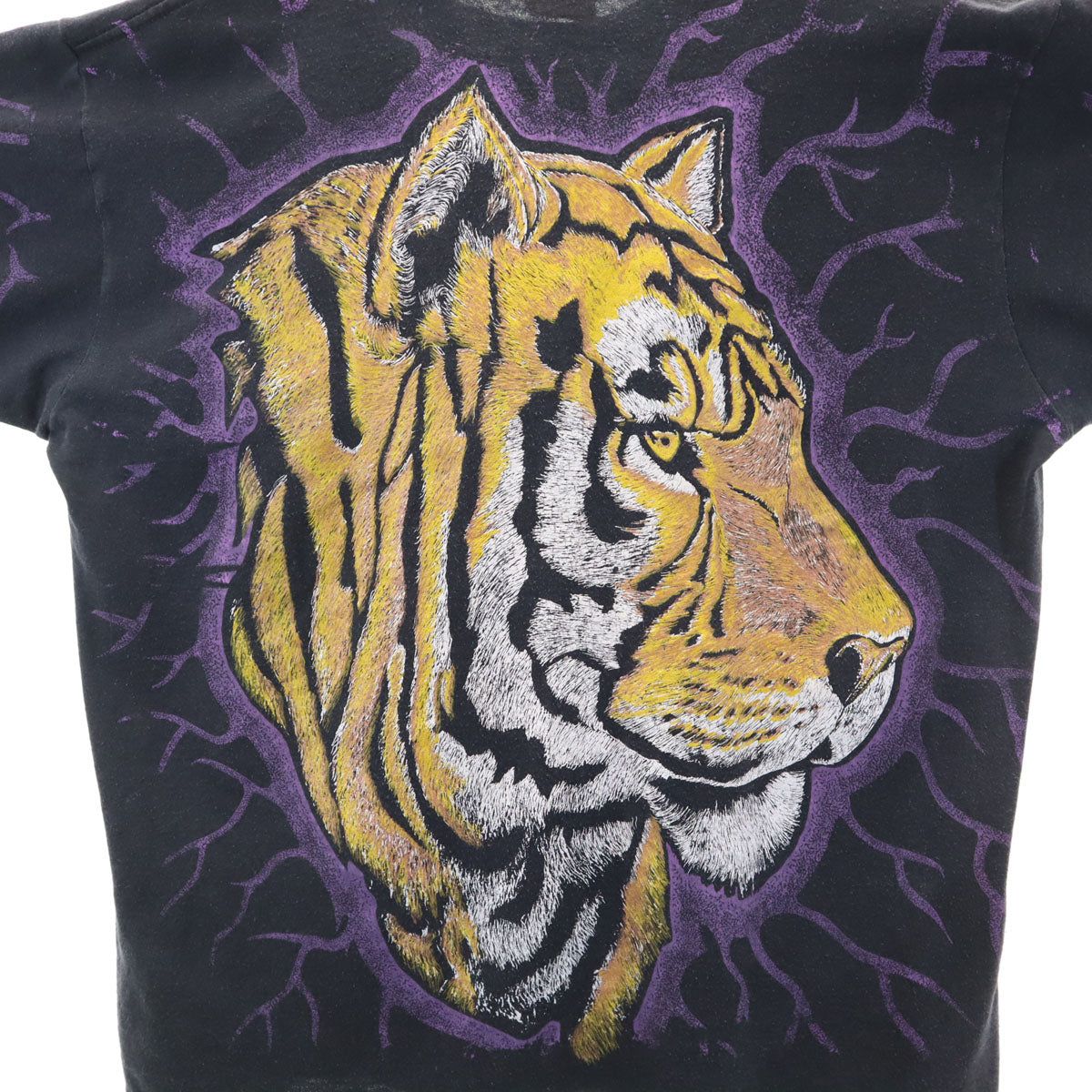 90s オールド USA製 サンダータイガー 半袖 シングルステッチ アニマル Tシャツ L ブラック 両面プリント メンズ