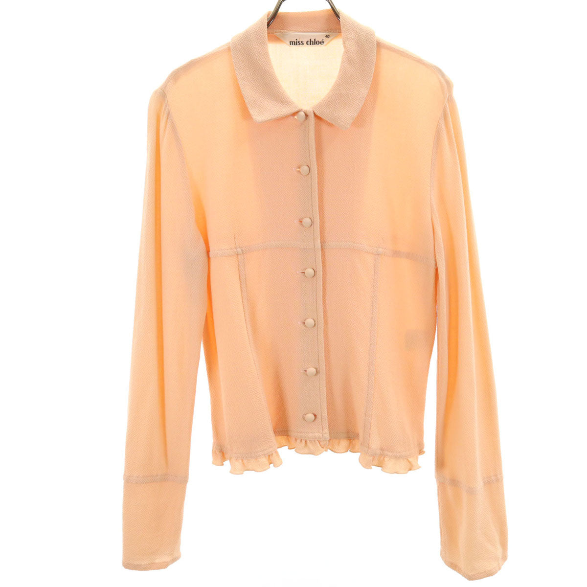 miss chloe ミスクロエ 日本製 長袖 ブラウス 40 ペールオレンジ ストレッチ レディース