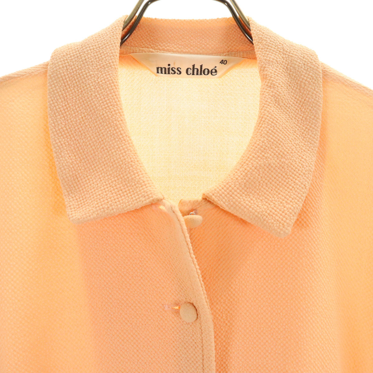 miss chloe ミスクロエ 日本製 長袖 ブラウス 40 ペールオレンジ ストレッチ レディース