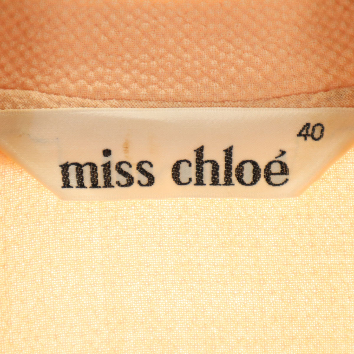 miss chloe ミスクロエ 日本製 長袖 ブラウス 40 ペールオレンジ ストレッチ レディース