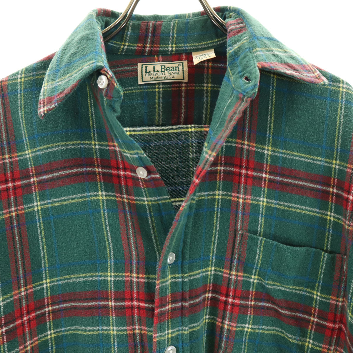 L.L.Bean エルエルビーン 80s USA製 ヴィンテージ チェック柄 長袖 ネルシャツ S グリーン アウトドア メンズ