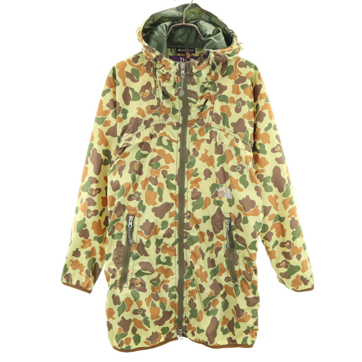 THE NORTH FACE ノースフェイス パープルレーベル カモフラ柄 ウインドブレーカー S 黄緑 アウトドア NPW2054N ジャケット レディース