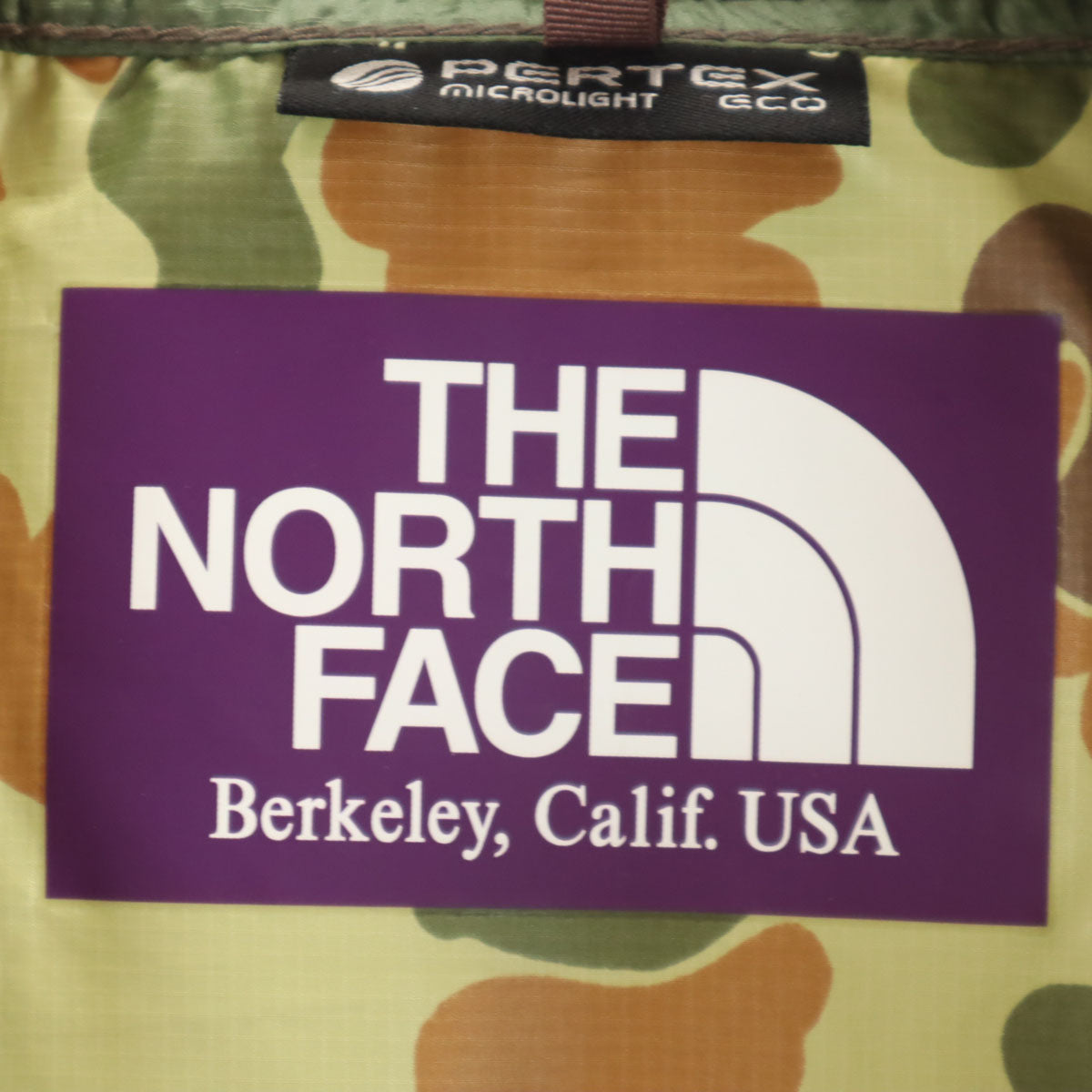 THE NORTH FACE ノースフェイス パープルレーベル カモフラ柄 ウインドブレーカー S 黄緑 アウトドア NPW2054N ジャケット レディース