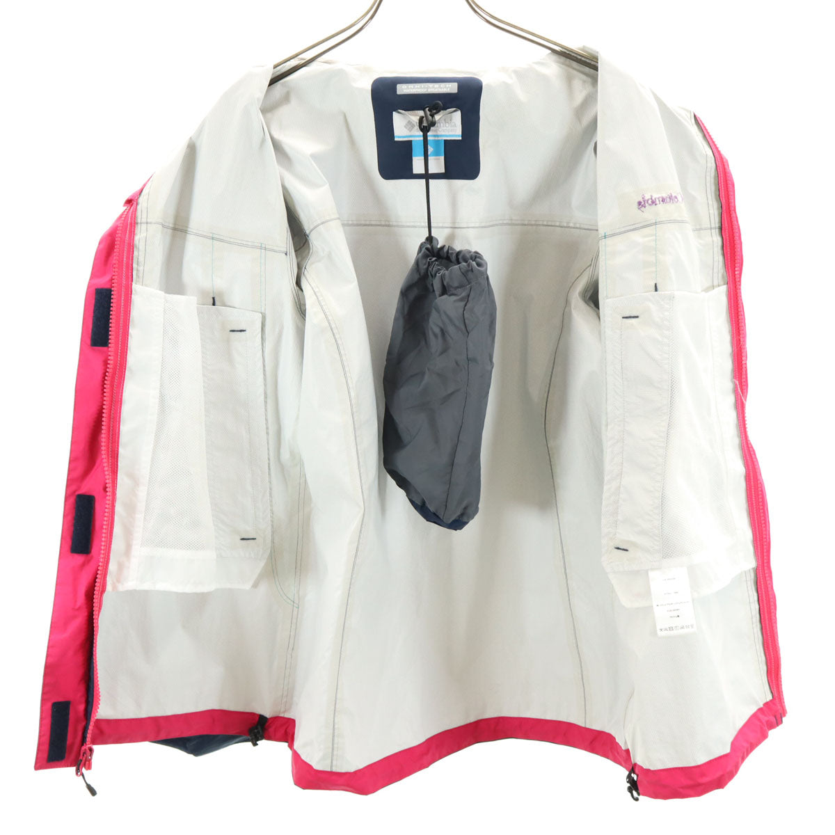 Columbia コロンビア シンプソンサンクチュアリ レインジャケット L ネイビー アウトドア 収納袋付き OMNI-TECH レディース