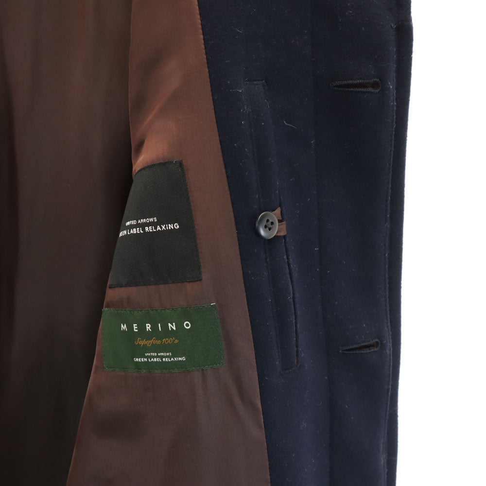 green label relaxing グリーンレーベルリラクシング ウールブレンド ダブルクロススタンド コート S ネイビー メンズ