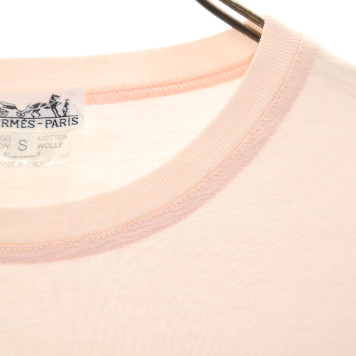 HERMES エルメス イタリア製 長袖 ワンポイント刺繍 Tシャツ S ピンク ロンT レディース
