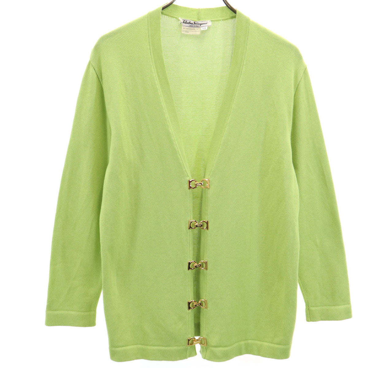 極美品✨フェラガモ カーディガン ガンチーニ金具 ウール クルーネック ベージュ フェラガモガンチーニ カーディガン 極美品✨フェラガモ カーディガン