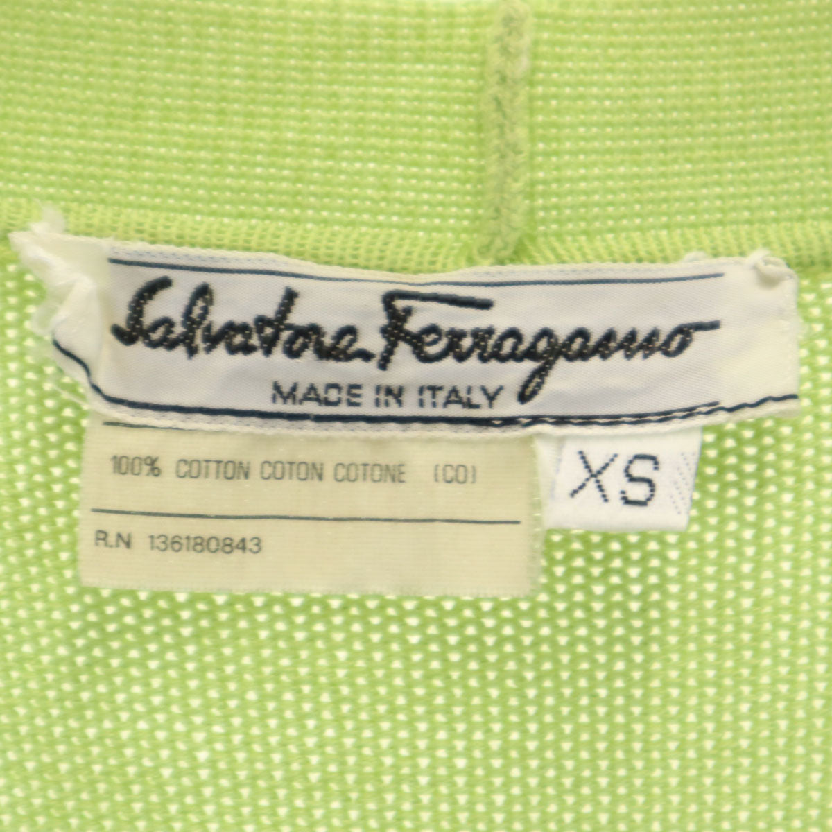 SalvatoreFerragamo サルバトーレフェラガモ 90s イタリア製 オールド 長袖 ガンチーニ ニットカーディガン XS ライトグリーン レディース