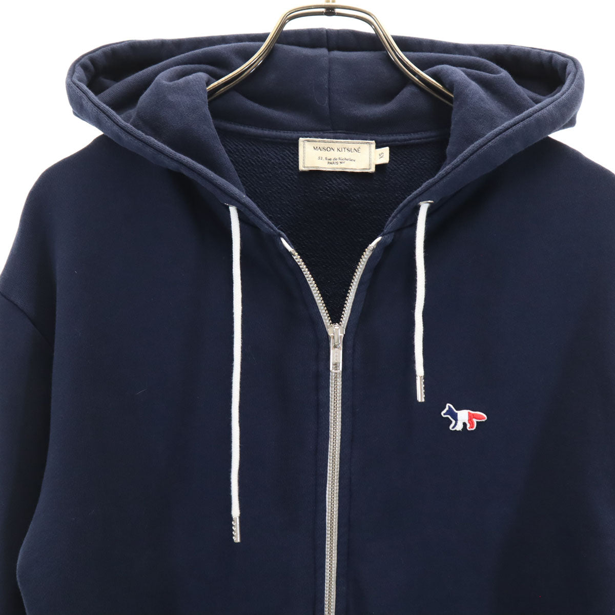 MAISON KITSUNE メゾンキツネ ポルトガル製 長袖 ジップパーカー XS ネイビー メンズ