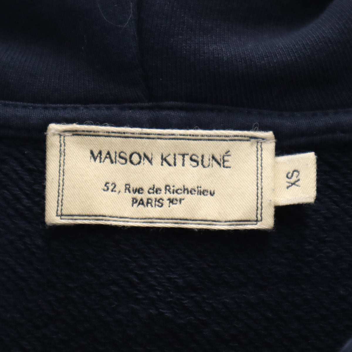MAISON KITSUNE メゾンキツネ ポルトガル製 長袖 ジップパーカー XS ネイビー メンズ
