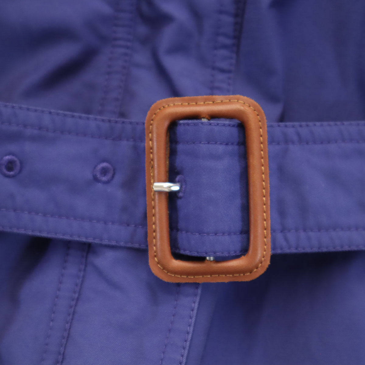 MONCLER モンクレール ルーマニア製 フーデット コート 0 ブルー ベルト付き レディース