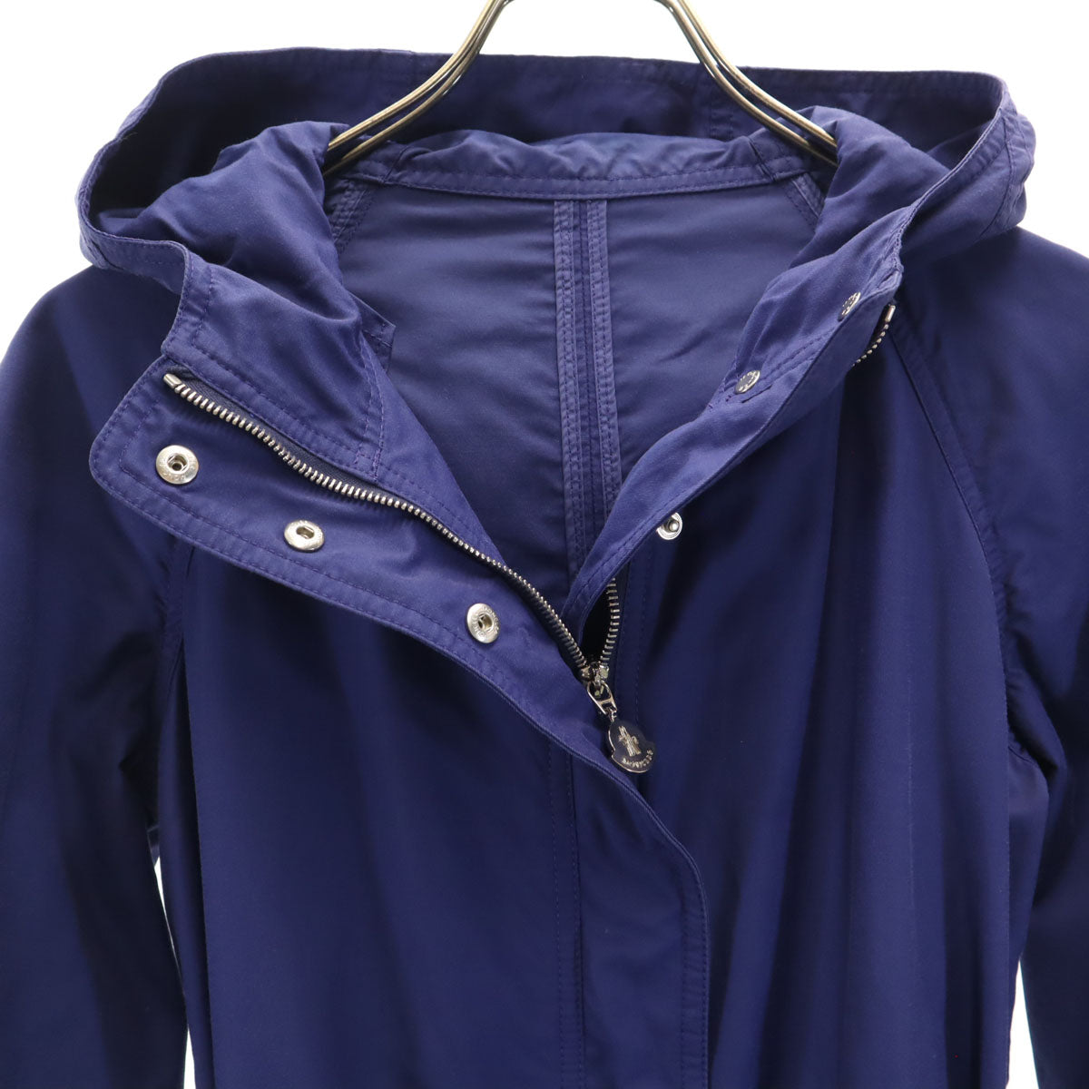 MONCLER モンクレール ルーマニア製 フーデット コート 0 ブルー ベルト付き レディース