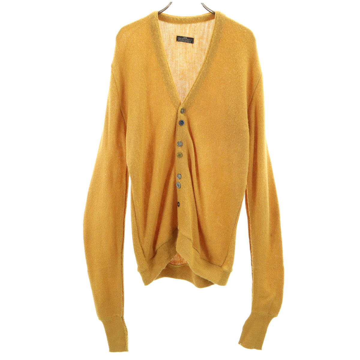VINTAGE ヴィンテージ 70s 長袖 Vネック カーディガン マスタード ボタンリメイク メンズ