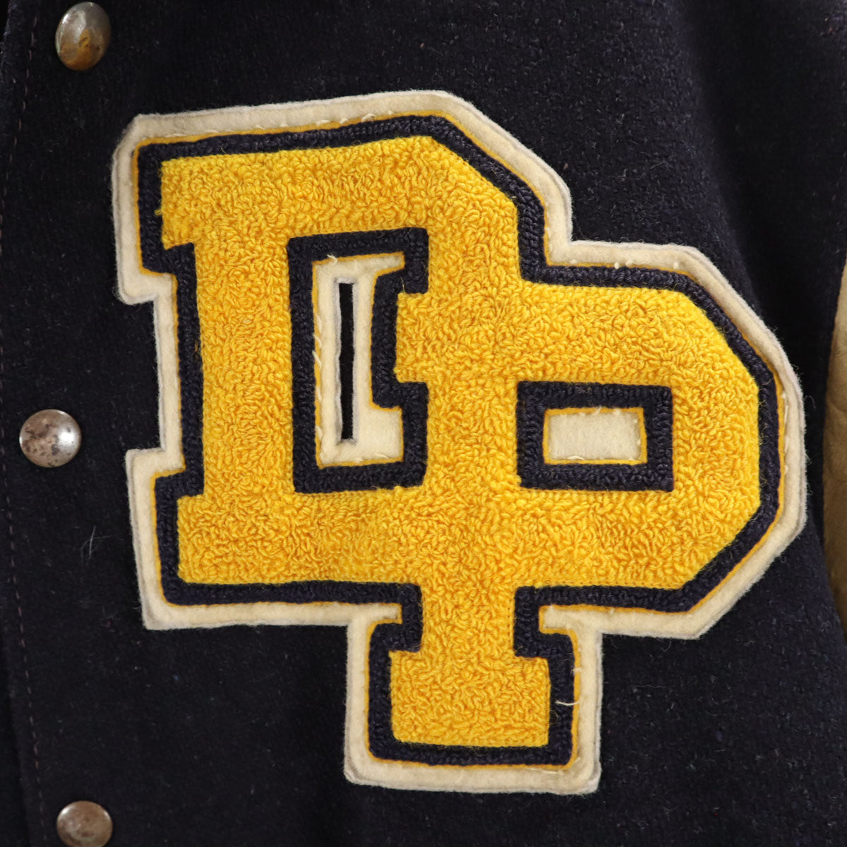 VINTAGE ヴィンテージ 70s ワッペン レザー切り替え アワード ジャケット 44 ネイビー スタジャン メンズ
