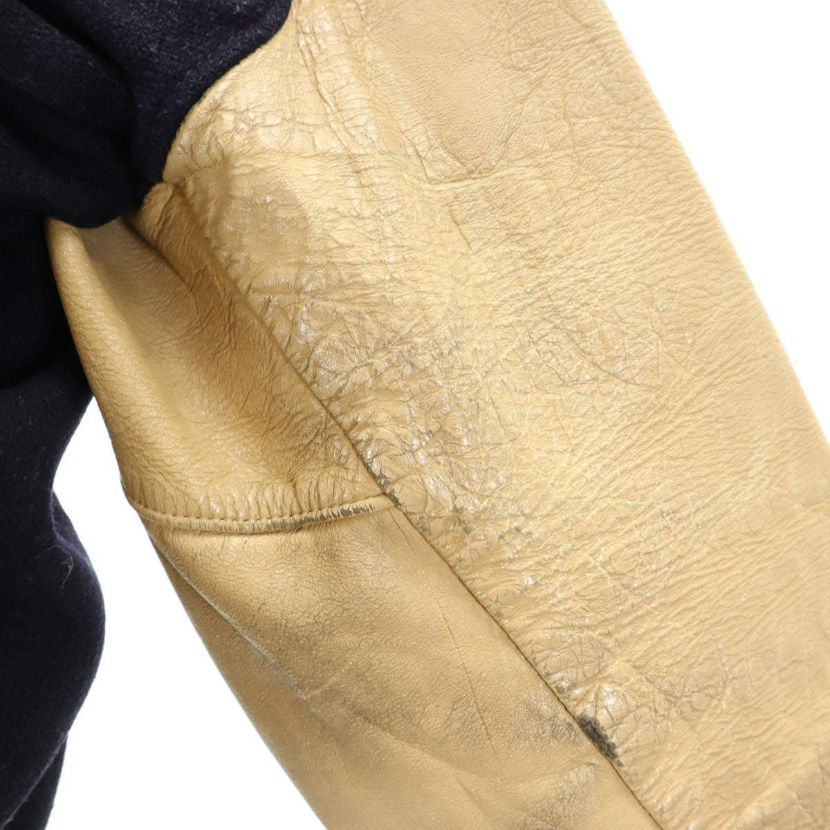 VINTAGE ヴィンテージ 70s ワッペン レザー切り替え アワード ジャケット 44 ネイビー スタジャン メンズ