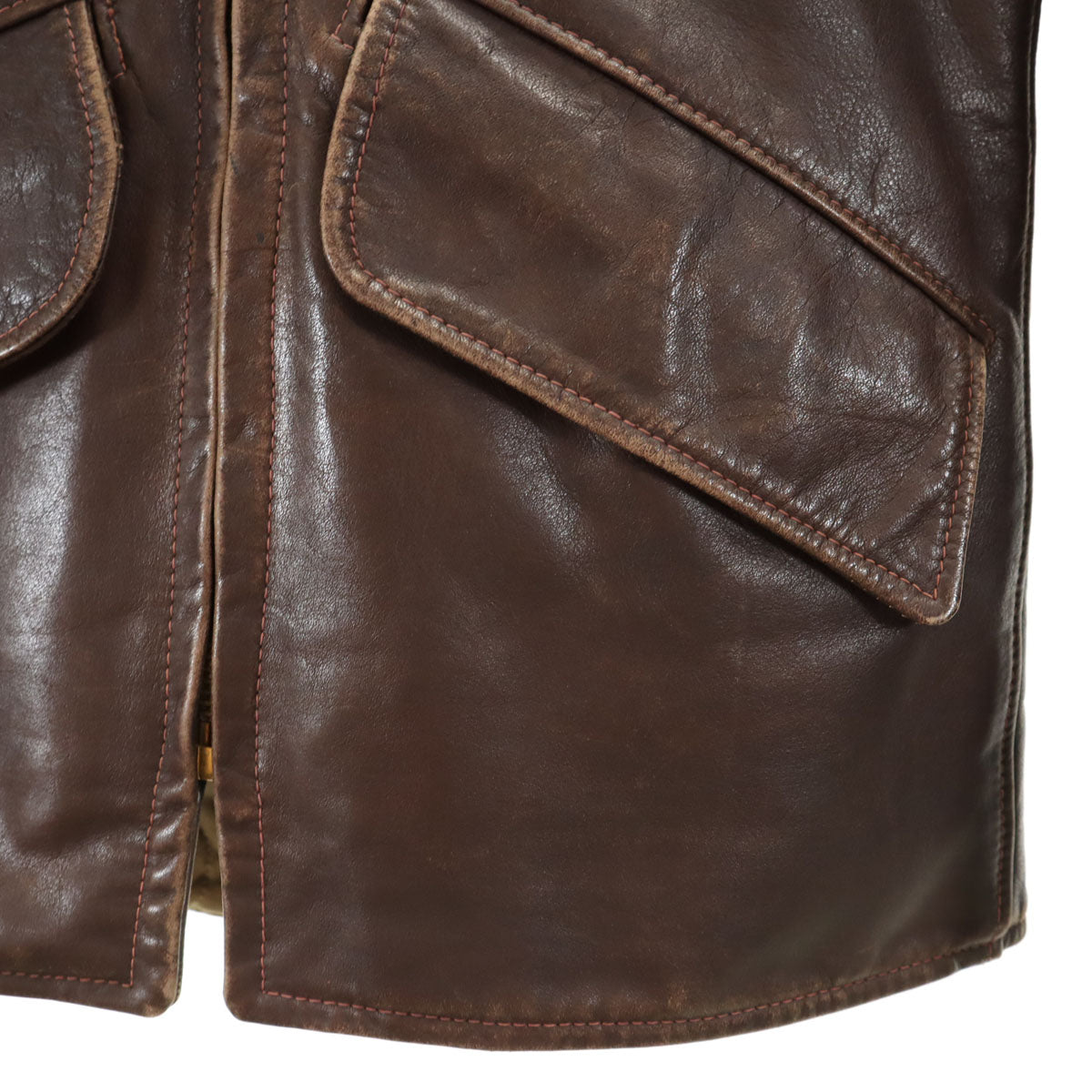 VINTAGE ヴィンテージ 60s 70s タロンジップ 涙タロン シングルライダースジャケット ブラウン メンズ