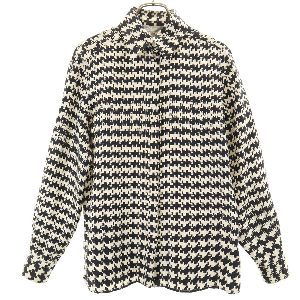 MAX MARA マックスマーラ イタリア製 幾何学柄 長袖 シャツ 40 ホワイト 他 比翼 レディース