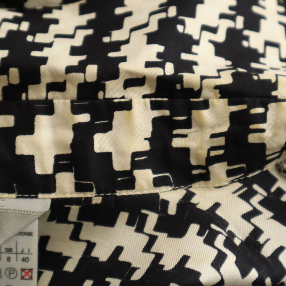 MAX MARA マックスマーラ イタリア製 幾何学柄 長袖 シャツ 40 ホワイト 他 比翼 レディース