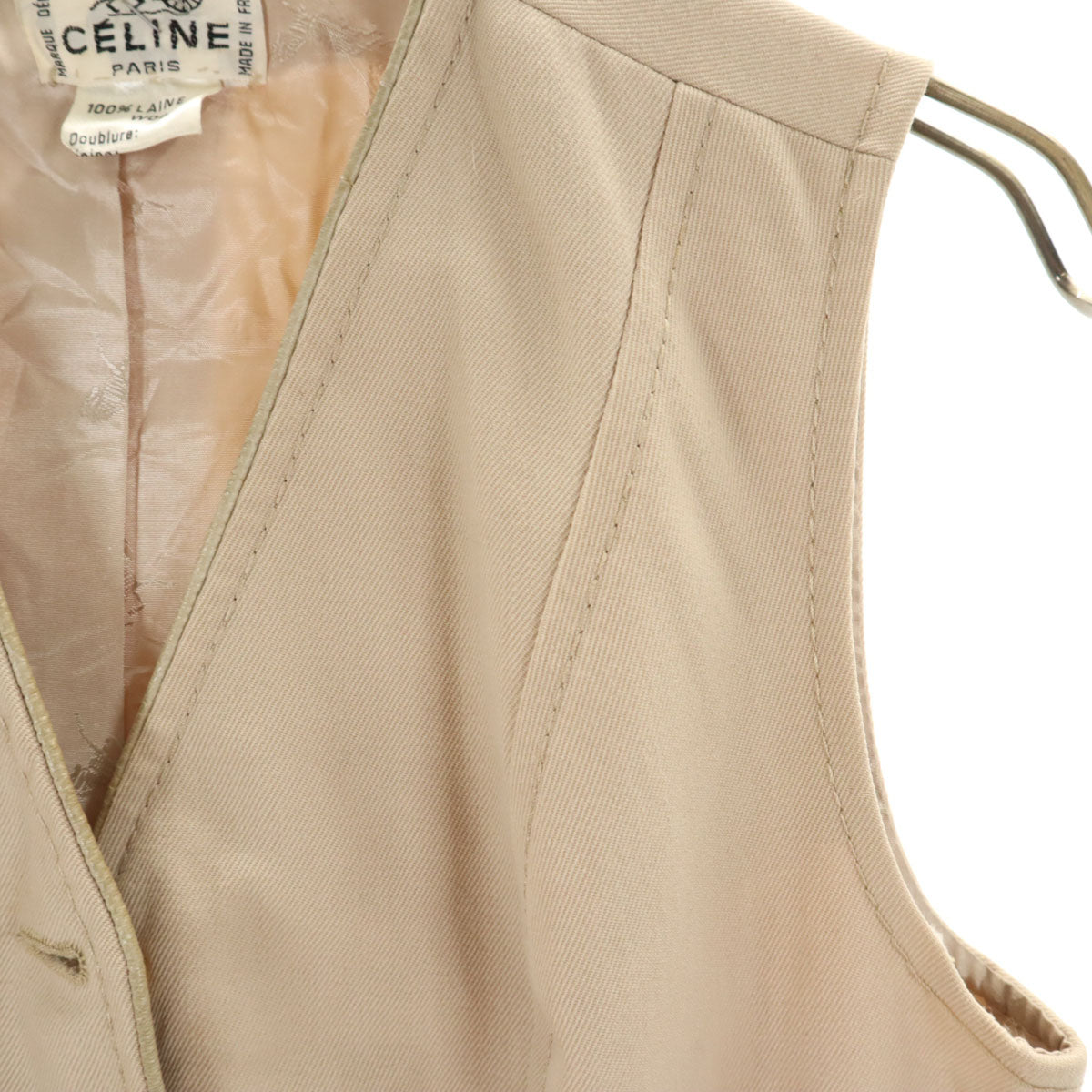 CELINE セリーヌ 80s フランス製 金ボタン ベスト ベージュ レディース
